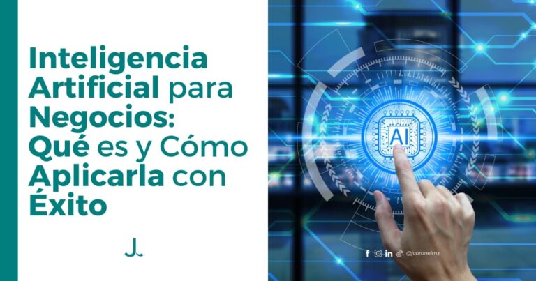 Mano tocando una interfaz digital con el símbolo de IA, representando la aplicación de inteligencia artificial en negocios.