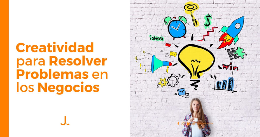 Mujer con fondo de creatividad y negocios dibujados en una pared.