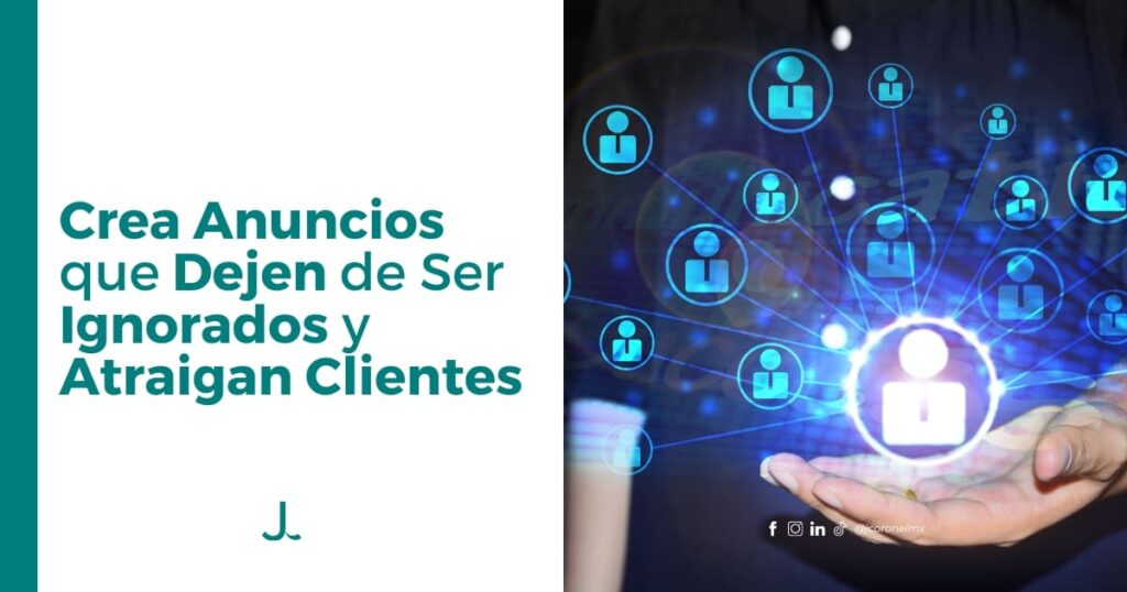 Red de íconos de usuarios conectados representando atracción de clientes a través de anuncios en redes sociales